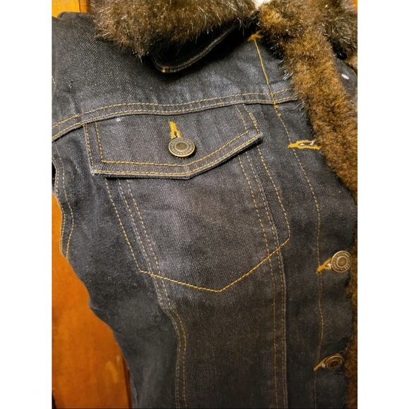 Women’s Jean Denim Vest Faux Fur Trim Collar Removable Size M - Picture 2 of 13
